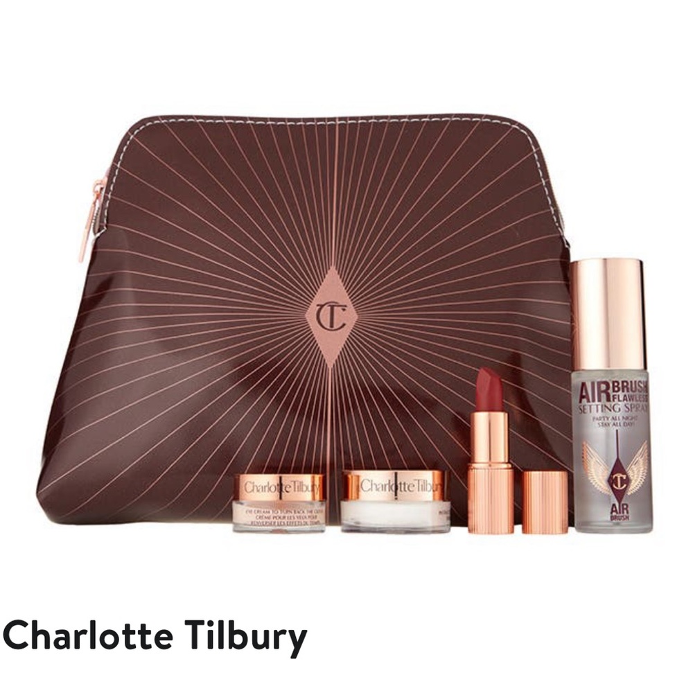 Charlotte Tilbury Gift Set Travel Set with Cosmetics Pouch Organizer Bag NEW